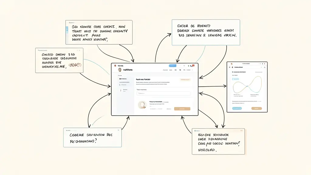 A conceptual diagram showing a central website page connected to multiple other pages via different labeled arrows, each using a unique semantic variant